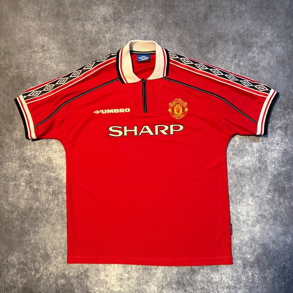 Vintage Manchester United Umbro Sharp Vapa Tech Jersey Mens XL Red 1998-00 Shirt